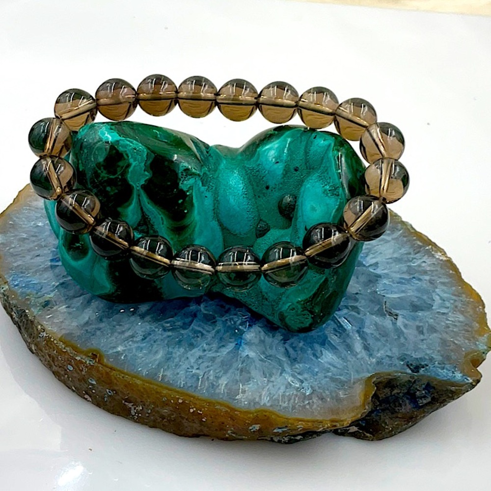 Vtg 7”Stretchable Smokey Quartz Bracelet (1988) - Picture 6 of 7